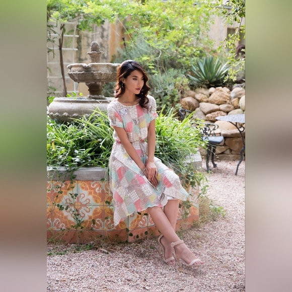 Anthropologie Eva Franco‎ Sequin Embellished Assymetric Midi Dress Multicolor - Picture 1 of 10